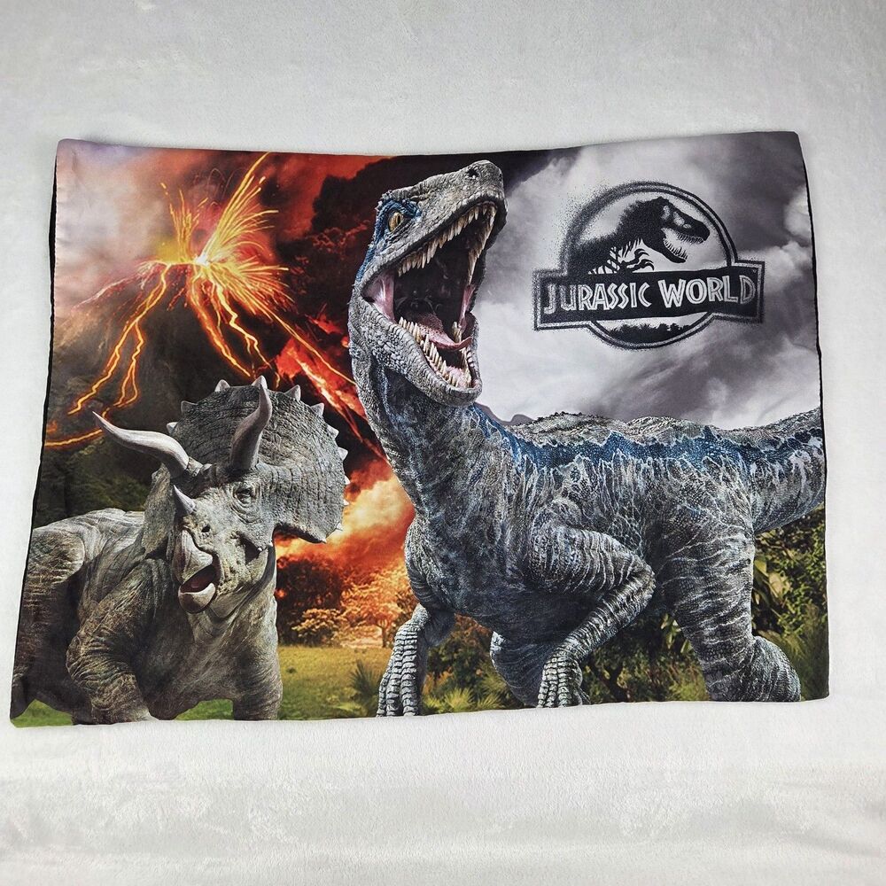 Jurassic World Pillow Case Standard Size – Blue Raptor & Triceratops Scene